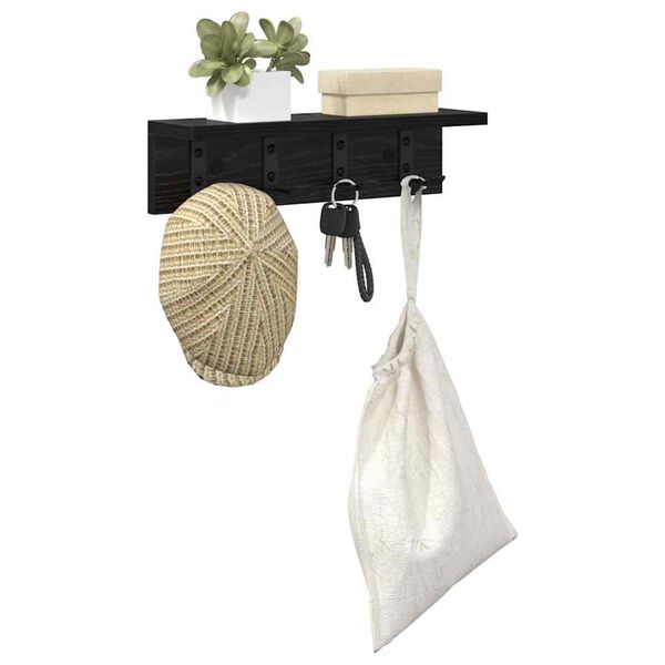 vidaXL Prikabinamas paltas Juodas ąžuolas 40 x 10,5 x 10,5 cm