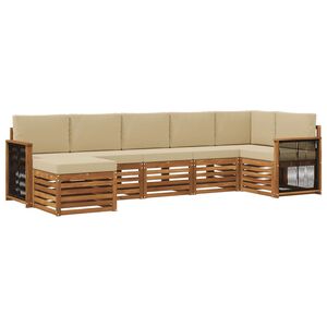 vidaXL Sekcijos sofų komplektas su pagalve 6 pcs Natūrali
