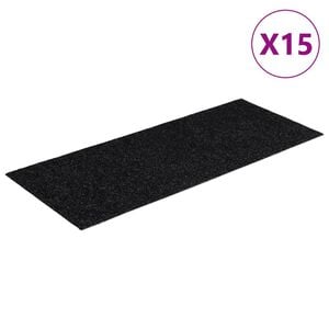 vidaXL Laiptų kilimėliai, lipnūs, 15 vnt., juodi, stačiakampiai, 60x25 cm