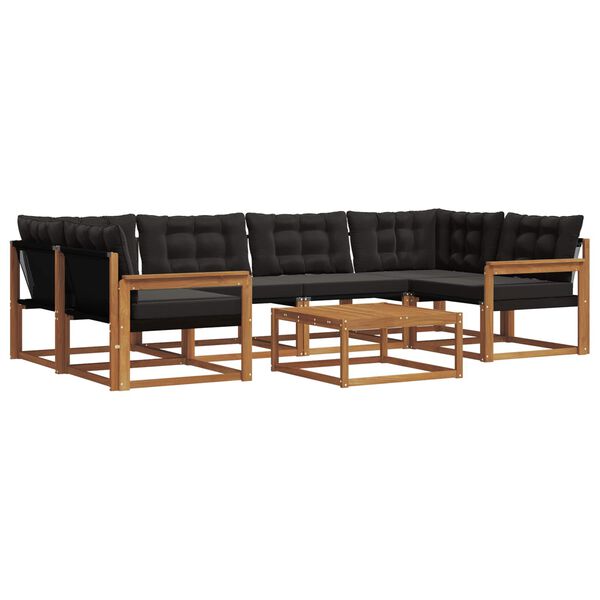 vidaXL Lauko sofos komplektas su pagalve 7 pcs Natūrali ir juoda