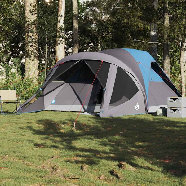 vidaXL Šeimos palapinė, mėlyna, 6 vietų, tunelinė, atspari vandeniui