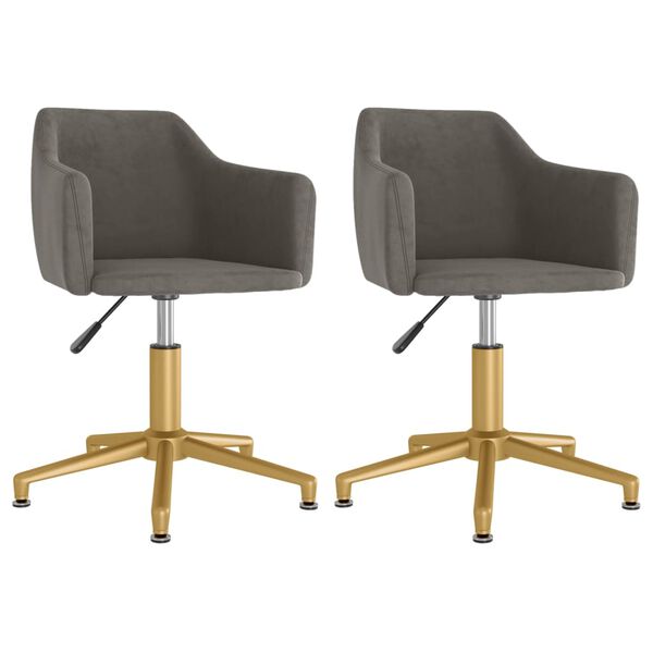 vidaXL Pasukamos valgomojo kėdės, 2vnt., tamsiai pilkos, aksomas