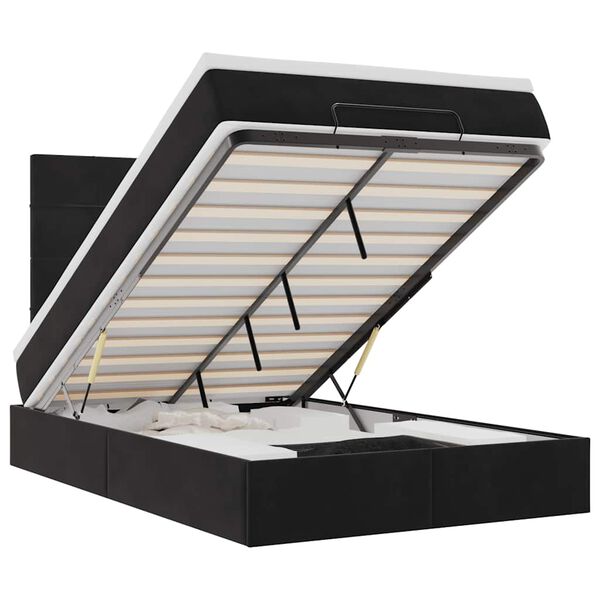 vidaXL Osmanų lovos rėmas su čiužiniais, juodas, 120x190 cm, aksomas