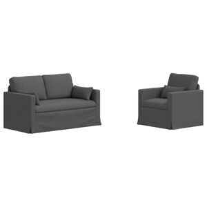 vidaXL Sofos komplektas 2 pcs Tamsiai pilka 139 x 78 x 80 cm audinys
