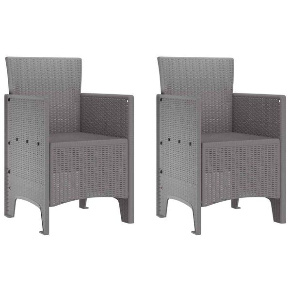 vidaXL Sodo Kėdė 2 pcs Šviesiai pilka 53 x 49 x 85 cm PP
