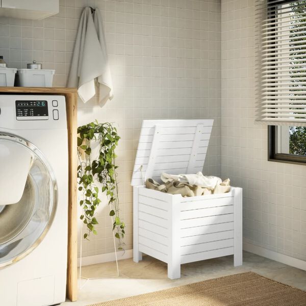 vidaXL Daiktadėžė su ratukais RANA, balta, 60x49x54cm, pu&scaron;is