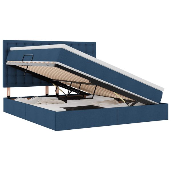 vidaXL Lova su daiktų laikymo vieta ir čiužiniu Mėlyna 180 x 200 cm