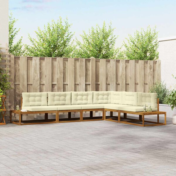 vidaXL Lauko sofos komplektas 6 Vienetas Natūralus ir grietinėlė