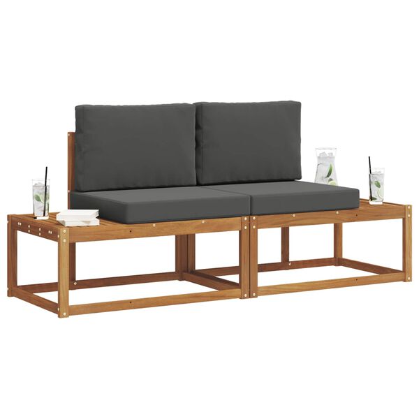 vidaXL Lauko sofos komplektas su pagalve 2 pcs Natūrali