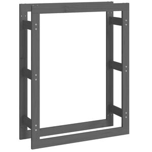 vidaXL Stovas malkoms, pilkas, 80x25x100cm, pu&scaron;ies medienos masyvas