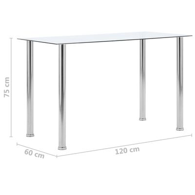 vidaXL Valgomojo stalas, skaidrus, 120x60x75cm, grūdintas stiklas