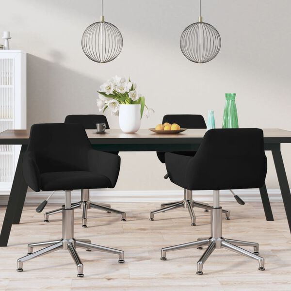 vidaXL Pasukamos valgomojo kėdės, 4vnt., juodos spalvos, aksomas