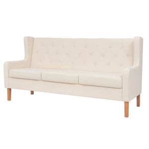 vidaXL Trivietė sofa, audinys, kreminė balta