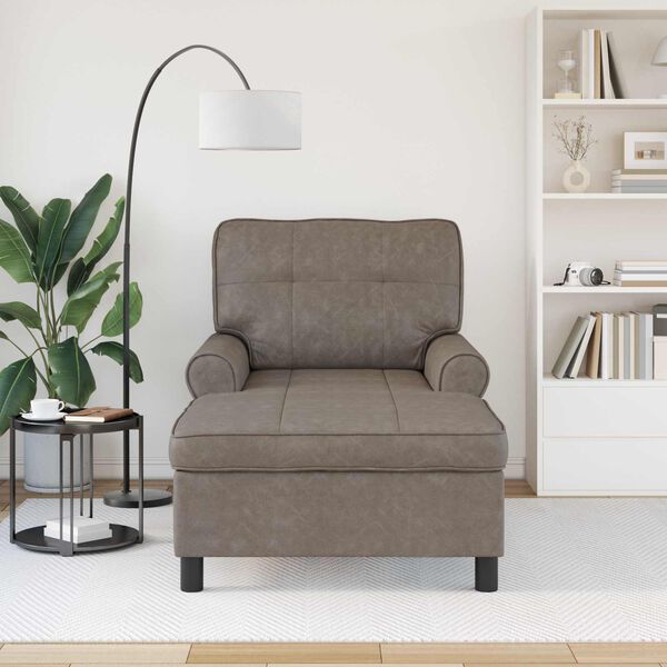 vidaXL Gultas su pagalve Pilka 91 x 157 x 91 cm Dirbtinė oda