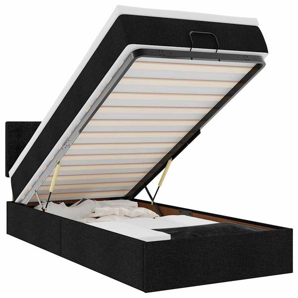 vidaXL Osmanų lova su čiužiniu ir LED, juodas, 80x200cm, audinys