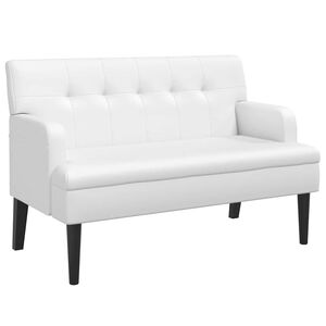 vidaXL Suoliukas su atlo&scaron;u, baltas, 112x65,5x75cm, dirbtinė oda