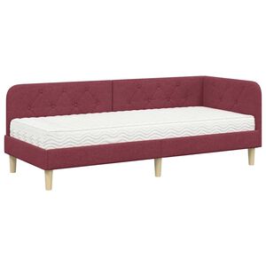 vidaXL Kampinė lovos konstrukcija Vyno raudona 80 x 200 cm audinys