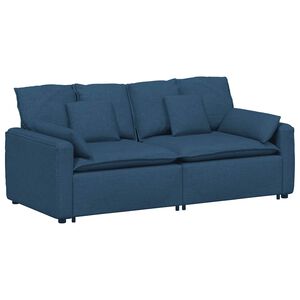 vidaXL Modulinė sofa su pagalvėlėmis, mėlyna