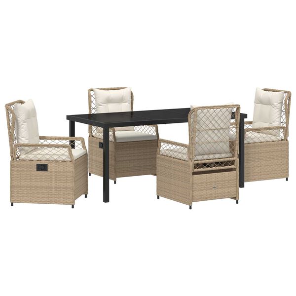 vidaXL Sodo valgomojo komplektas 5 pcs Bežė ir kreminė balta