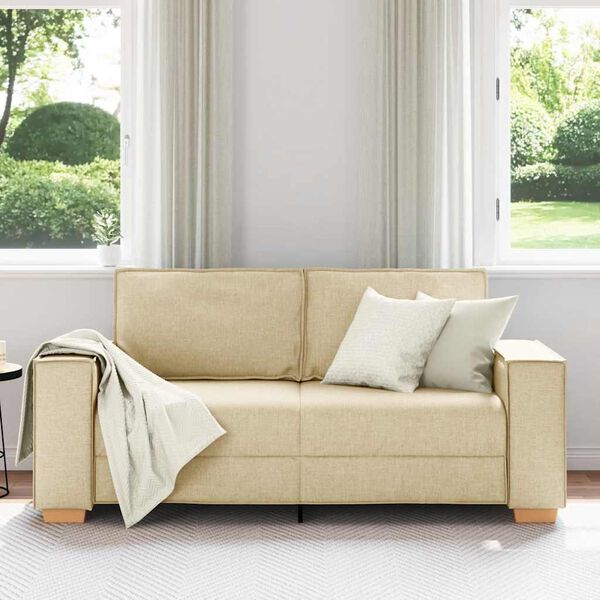 vidaXL Dvivietė sofa, kreminės spalvos, 180x78x84 cm, audinys
