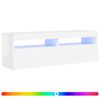 vidaXL TV spintelė su LED ap&scaron;vietimu, balta, 120x35x40cm, blizgi