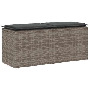 vidaXL sodo suolas su pagalvėlė pilka 110x40x44 cm polietileno rotango