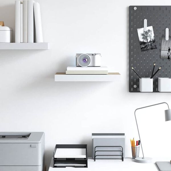 vidaXL Pakabinama sieninė lentyna, ąžuolo ir balta, 40x23x3,8cm, MDF