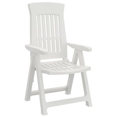 vidaXL Atlošiamos sodo kėdės, 2vnt., baltos spalvos, PP