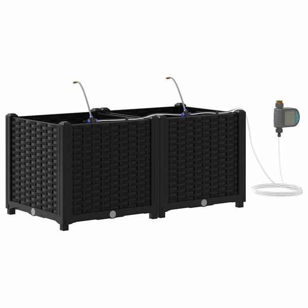 vidaXL Sodo vazonas 2 pcs Juoda Plienas