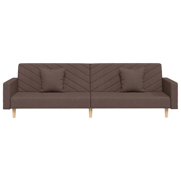 vidaXL Dvivietė sofa-lova su dvejomis pagalvėmis, taupe, audinys