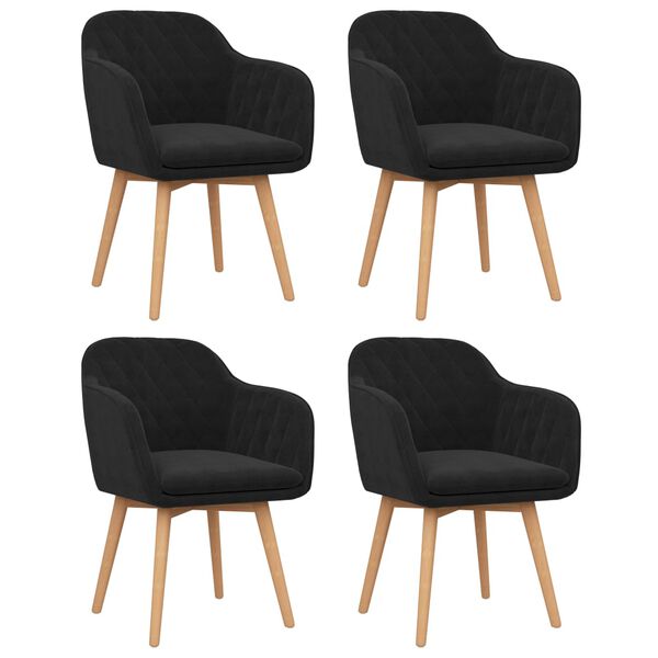 vidaXL Valgomojo kėdės, 4vnt., juodos spalvos, aksomas