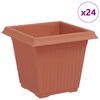 vidaXL Kvadratinis gėlių vazonas 24 vnt. Raudona plyta 16 x 16 x 14 cm