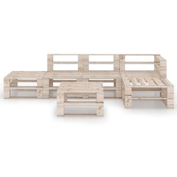 vidaXL Sodo baldų komplektas i&scaron; palečių, 6 dalių, pu&scaron;ies mediena