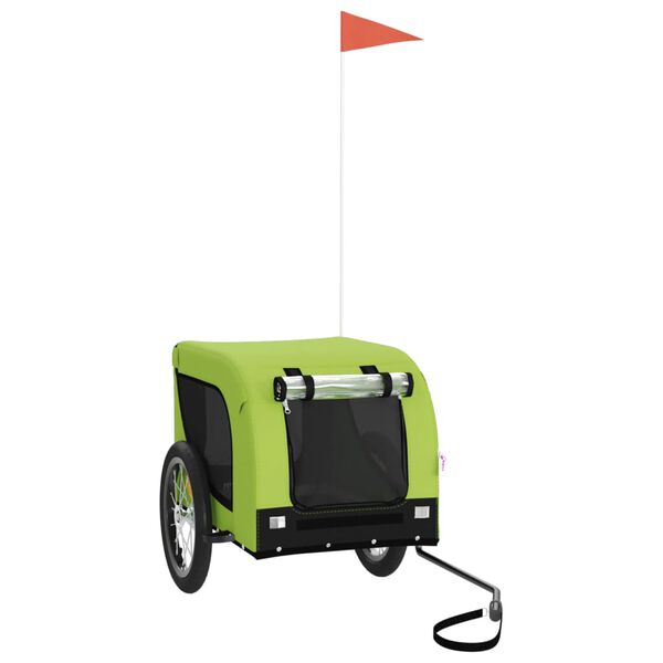 vidaXL Dviračio priekaba augintiniams, žalia/juoda, audinys/geležis