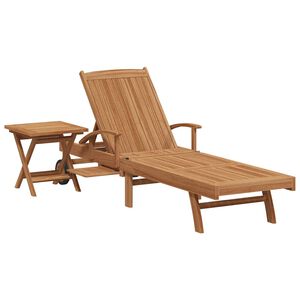 vidaXL Saulės gultas su pagalve 1-asmuo 2 pcs Ruda Kieto teka medžio