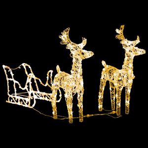 vidaXL Kalėdų dekoracija elniai ir rogės, 130cm, akrilas, 160 LED