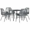 vidaXL Sodo komplektas, 5 dalių, pilkas, poliratanas ir stiklas