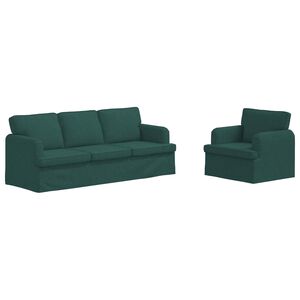 vidaXL Sofos komplektas 2 pcs Tamsiai žalia 144 x 80 x 85 cm audinys