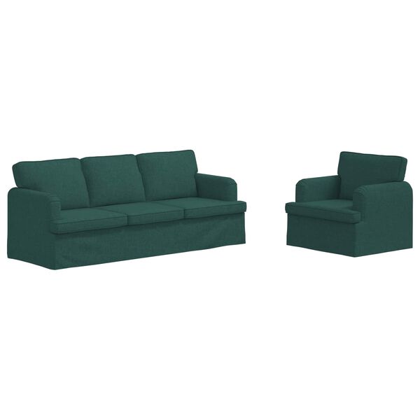 vidaXL Sofa 2 pcs Tamsiai žalia 144 x 80 x 85 cm audinys