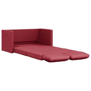 vidaXL Grindų sofa-lova, 2-1, vyno, 112x174x55cm, dirbtinė oda
