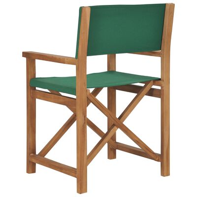 vidaXL Režisieriaus kėdės, 2vnt., žalios, tikmedžio medienos masyvas
