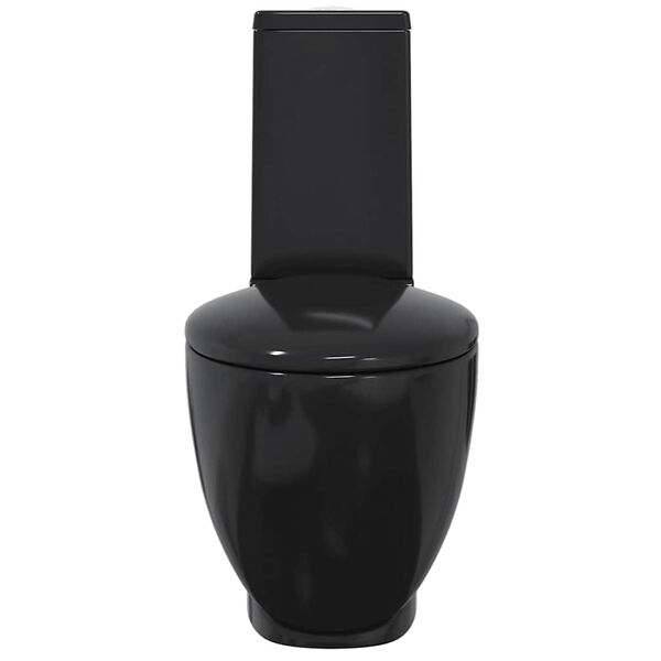 vidaXL Klozetas, juodos spalvos, apskritas, keramika