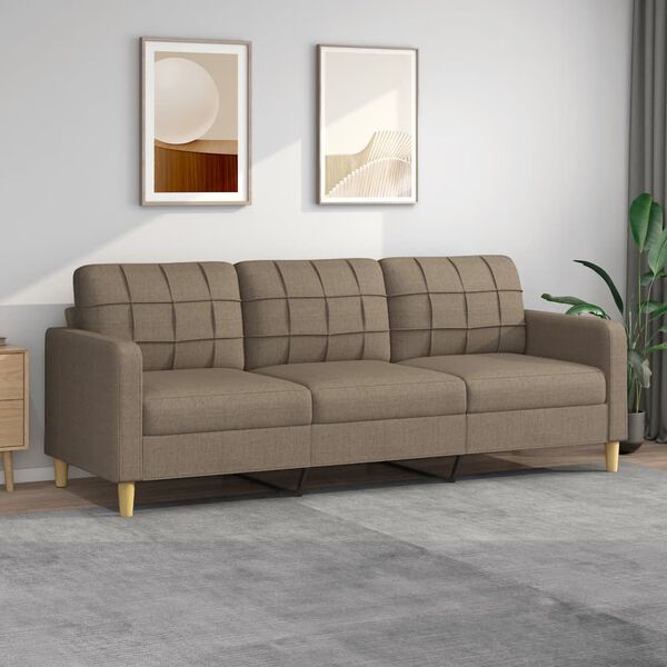 vidaXL Trivietė sofa, taupe spalvos, 180cm, audinys