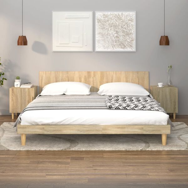 vidaXL Naktinės spintelės, 2vnt., sonoma ąžuolo, apdirbta mediena