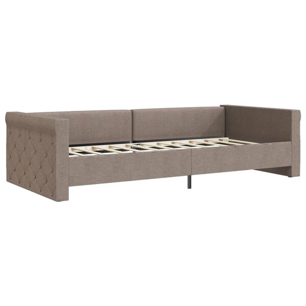 vidaXL Lova su čiužiniu ir USB i&scaron;vestimi, taupe, 90x200cm, audinys