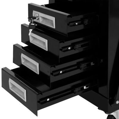 vidaXL Vežimėlis suvirinimo aparatui su 4 stalčiais, juodas