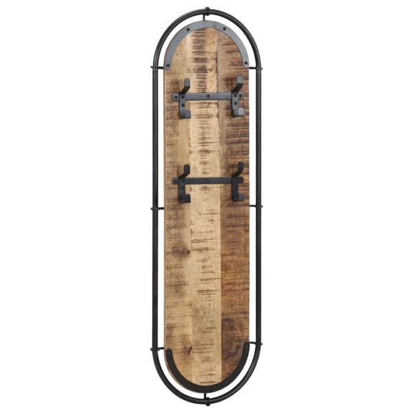 vidaXL Sieninės paltų kabyklos su 4 kabliukais, 2vnt., mango masyvas