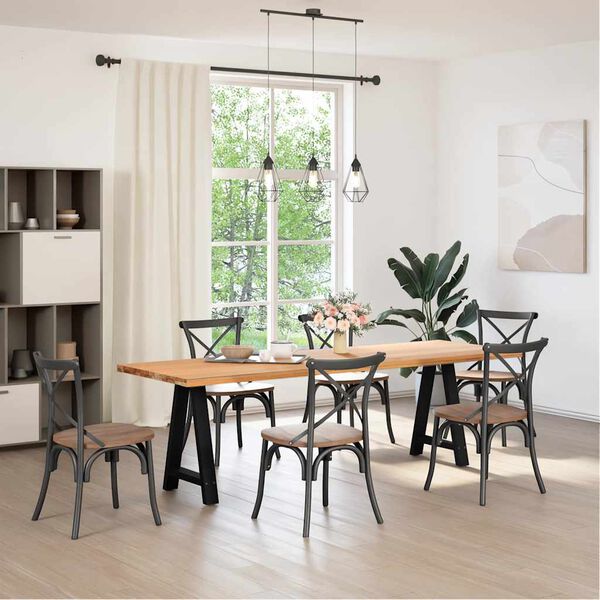 vidaXL Valgomojo stalo kojelės, A formos, 2 vnt., juodos, 60x(72-73) cm, plienas