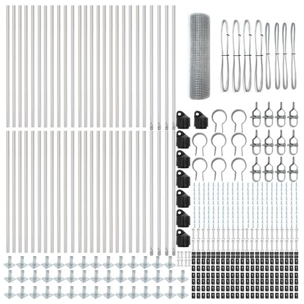 vidaXL Tvorelės stulpas Sidabro 100 x 1 m (19 x 19 mm tinklas) Plienas