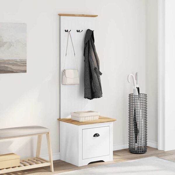 vidaXL prie&scaron;kambario spintelė su kabliukais "BODO" Balta ir ruda